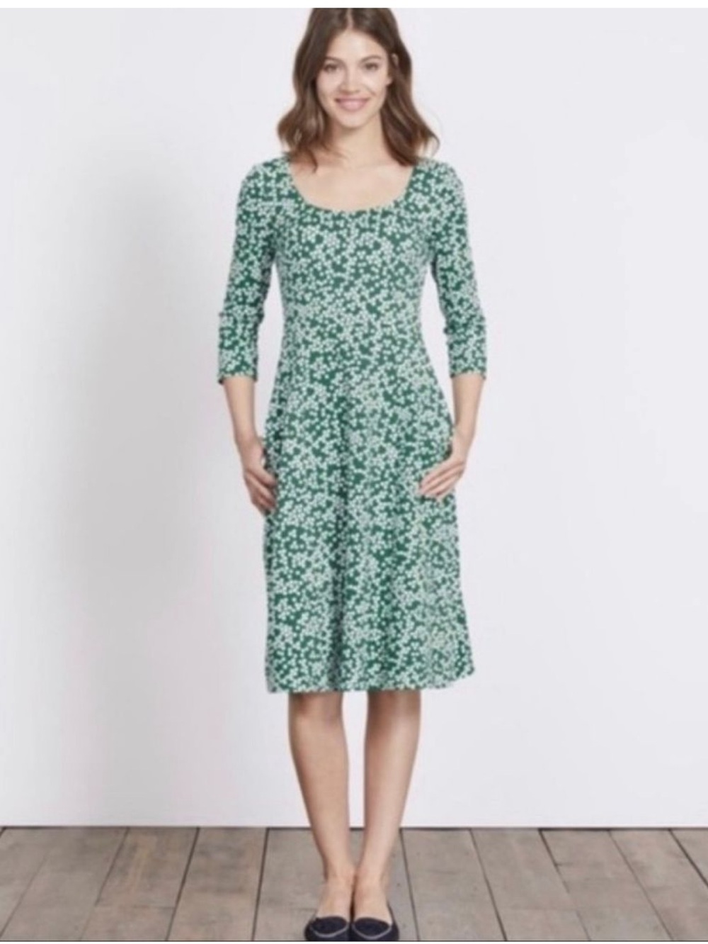 Boden Julianna Ponte Green Fit and Flare Dress size 6Long